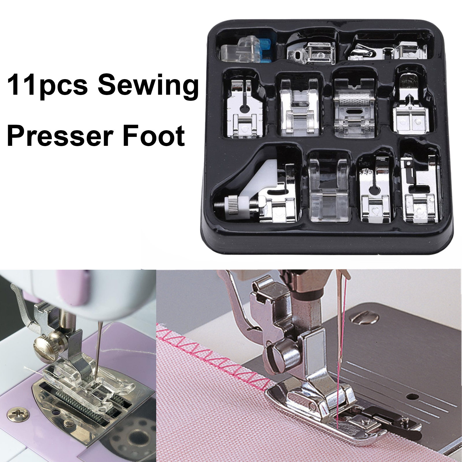 【In Stock】11Pcs Accessory Sewing Tools Knitting Blind Stitch Darning Presser Feet Domestic Sewing Machine Foot Embroidery Machine Foot Feet Snap On For Brother Singer Set